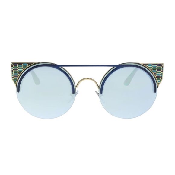 Bulgari BV6088 20206J Blue/ Pale Gold Cat eye Sunglasses